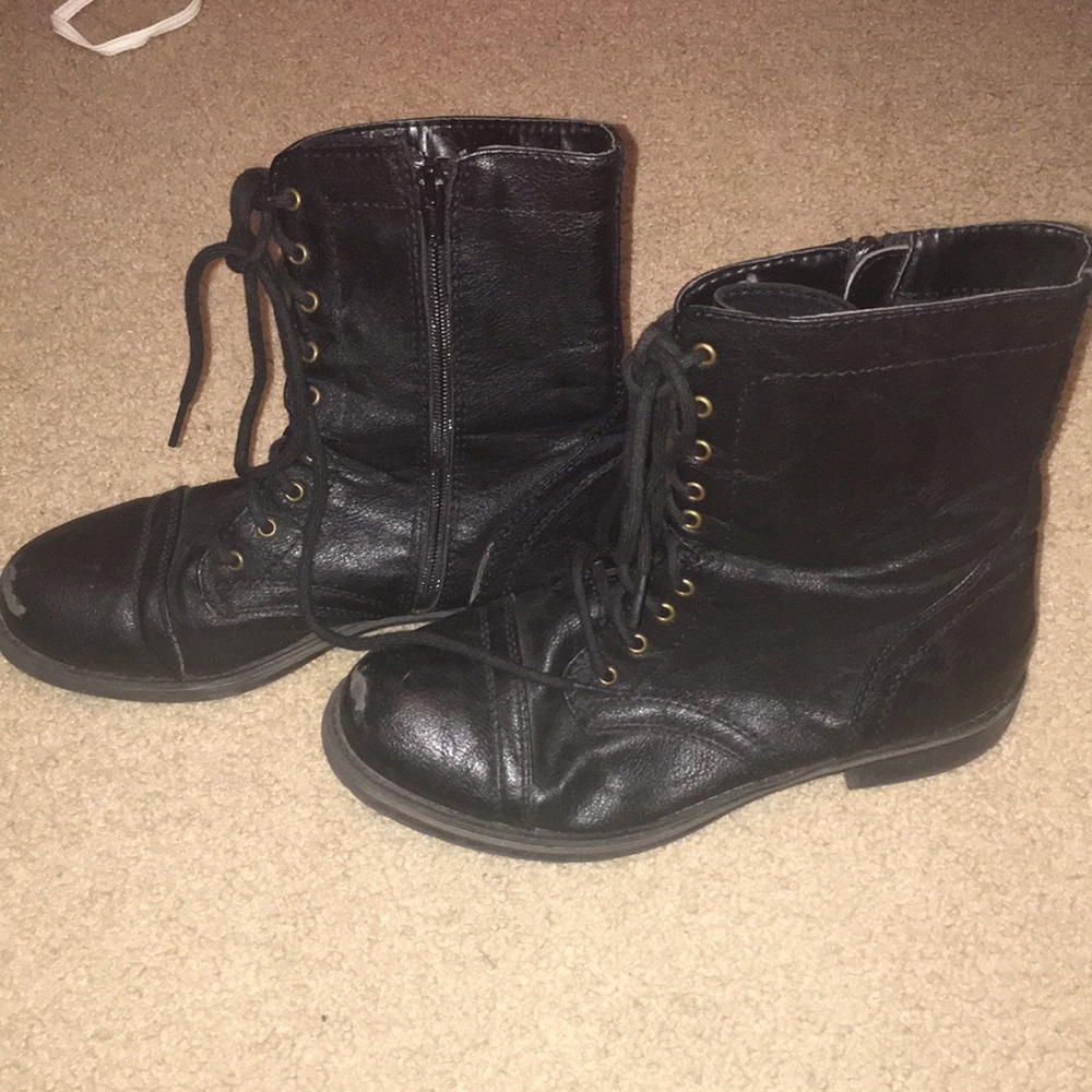 Black combat boots